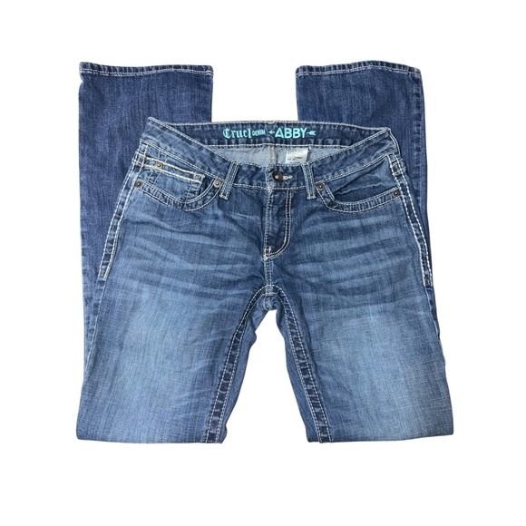 Cruel Denim Denim - Cruel Denim Abby Straight Leg Jeans Medium Wash Contrast Stitch CB16954071 Sz 29